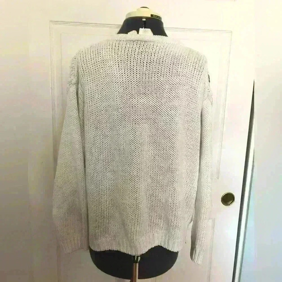 VTG Needles and Yarn White Chunky Knit Sweater with Flowers Women large - Picture 3 of 6
